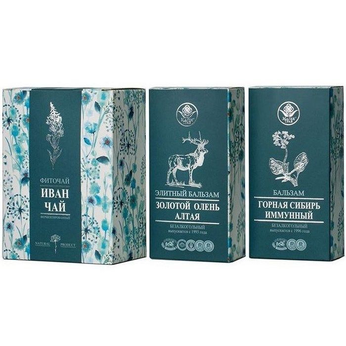Набор МАГИЯ ТРАВ (бальзам Золотой олень Алтая+бальзам Витаминный+фиточай 75г)