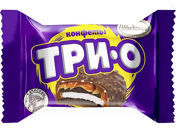 АККОНД Конфеты ТРИО с печеньем, карамелью и начинкой со вкусом пломбира 500г