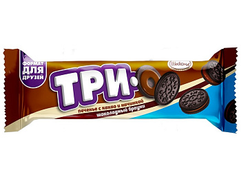 АККОНД Печенье ТРИО какао с начинкой шоколадный брауни 65г